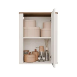 Pensile bagno moderno 48x63x30 cm con anta battente cashmere e rovere PBT9