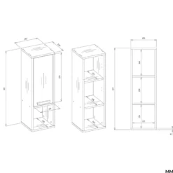Pensile bagno salvaspazio 25,5x82x24 cm con vano a giorno bianco opaco PBT7