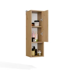 Pensile bagno salvaspazio 25,5x82x24 cm con vano a giorno rovere PBT7