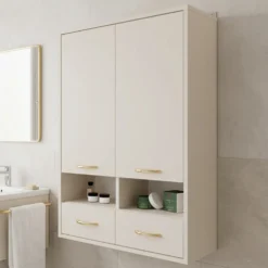 Pensile bagno sospeso 66x90x30 cm a doppia anta cashmere PBT2