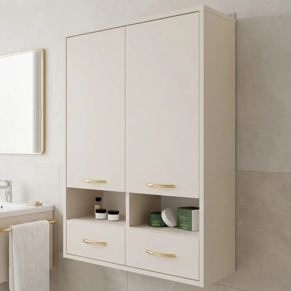 Pensile bagno sospeso 66x90x30 cm a doppia anta cashmere PBT2