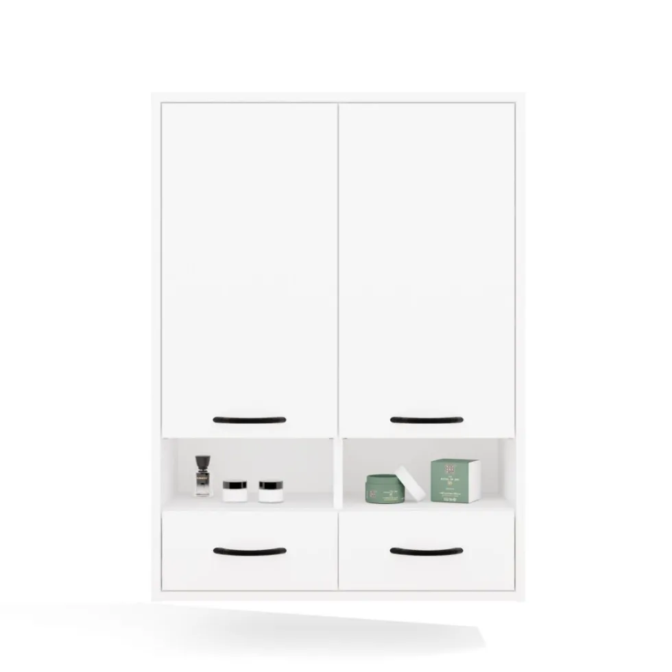 Pensile bagno sospeso 66x90x30 cm a doppia anta bianco opaco PBT2