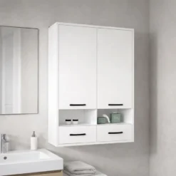 Pensile bagno sospeso 66x90x30 cm a doppia anta bianco opaco PBT2