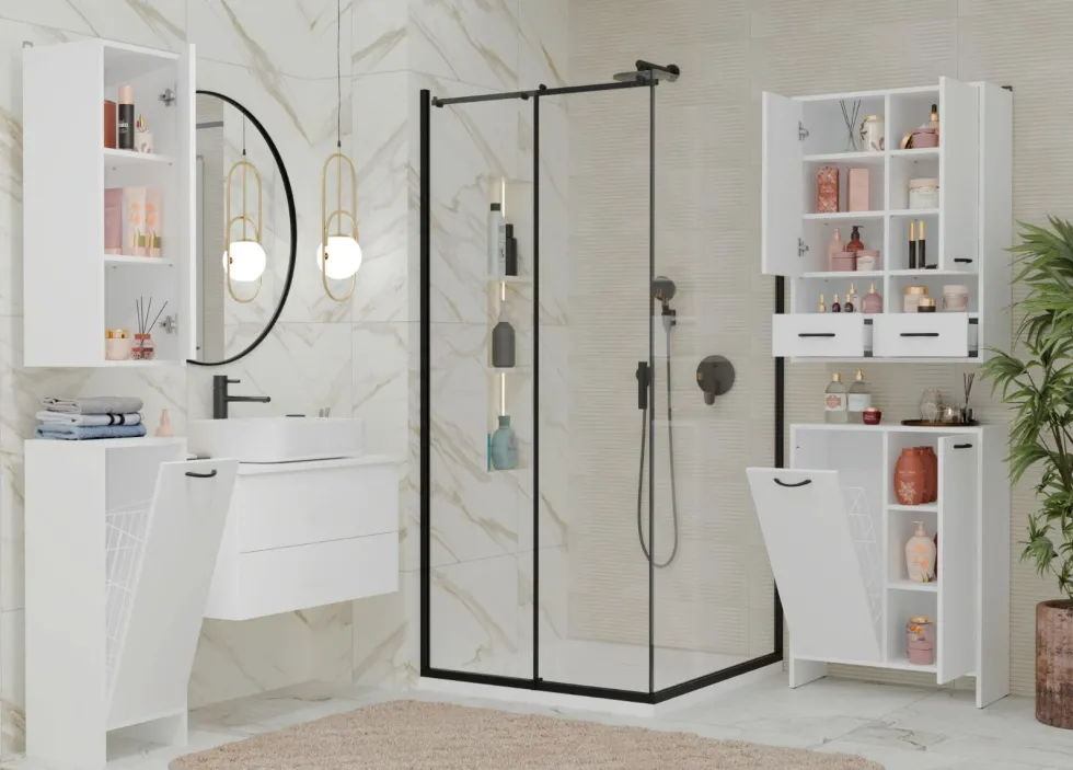 Pensile bagno sospeso 66x90x30 cm a doppia anta bianco opaco PBT2