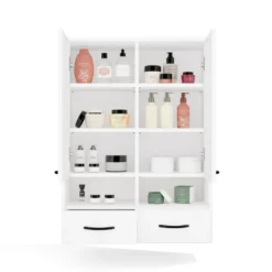 Pensile bagno sospeso 66x90x30 cm a doppia anta bianco opaco PBT2