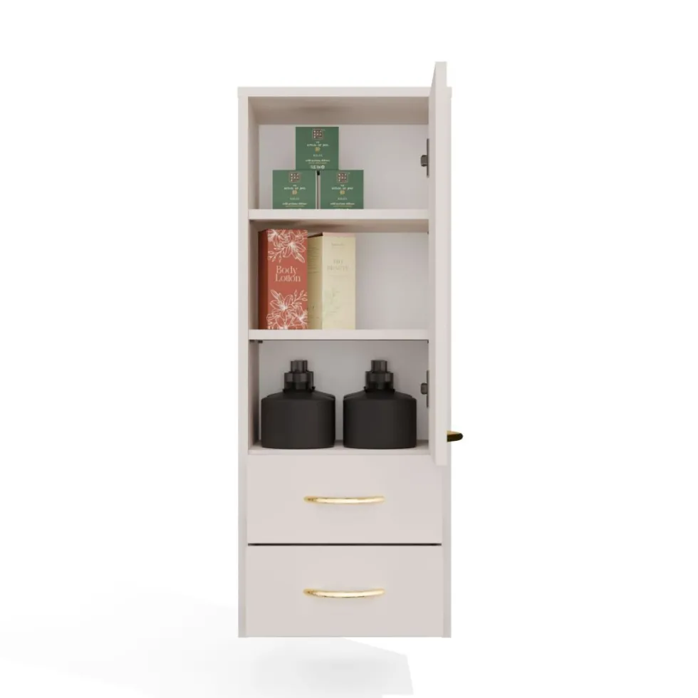 Pensile bagno sospeso 34x90x30 cm con 2 cassetti cashmere PBT1