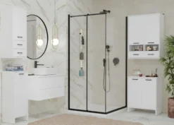 Pensile bagno sospeso 34x90x30 cm con 2 cassetti bianco opaco PBT1