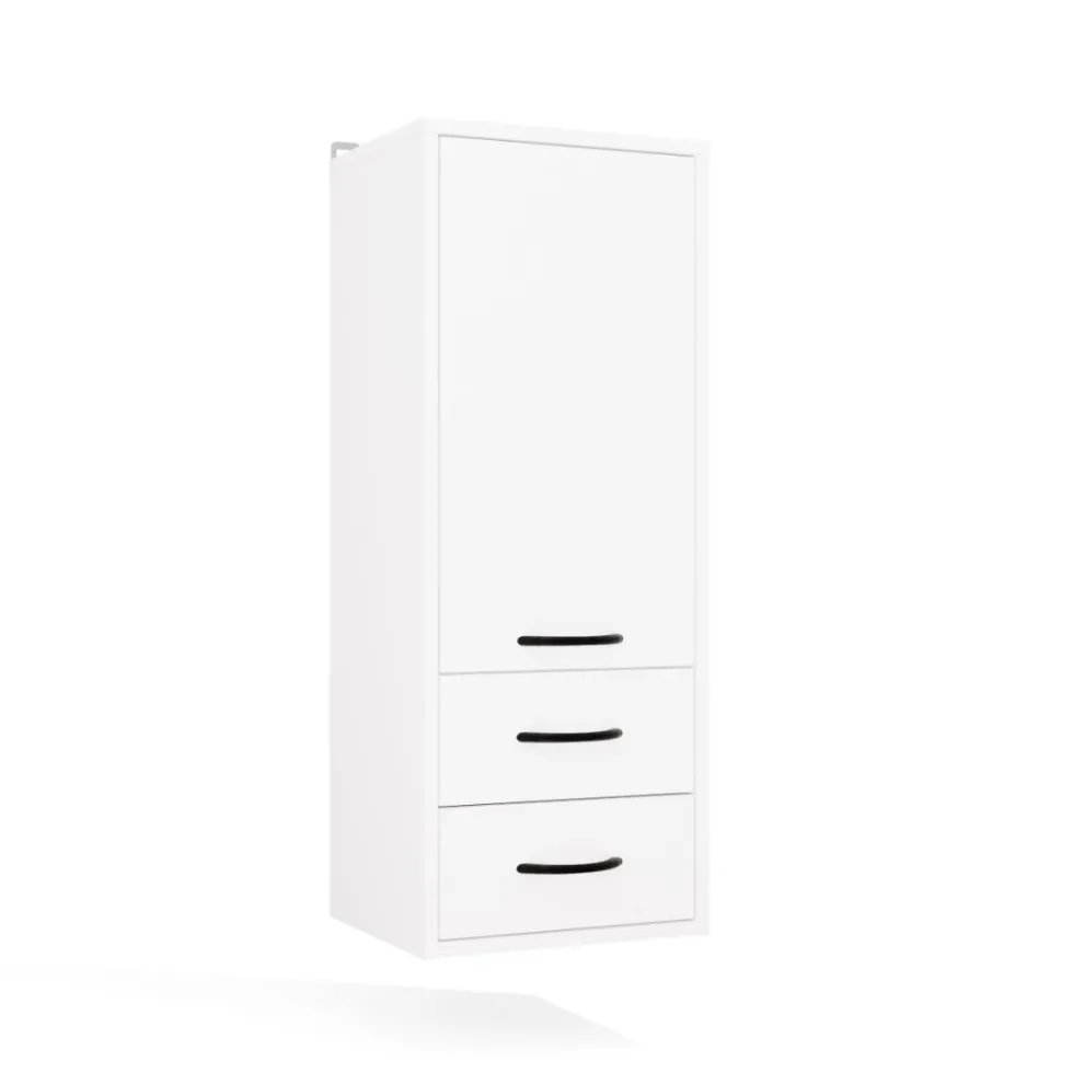 Pensile bagno sospeso 34x90x30 cm con 2 cassetti bianco opaco PBT1