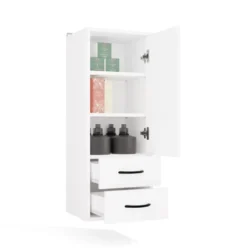Pensile bagno sospeso 34x90x30 cm con 2 cassetti bianco opaco PBT1