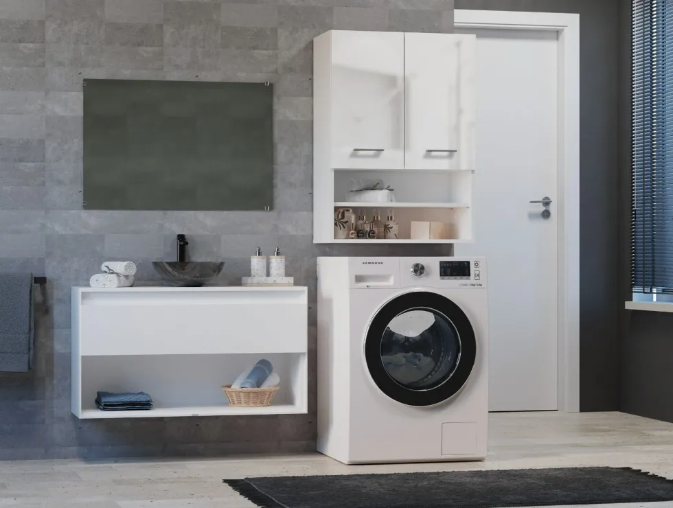 Pensile bagno sospeso 64x90x30 cm doppia anta bianco lucido PBT6