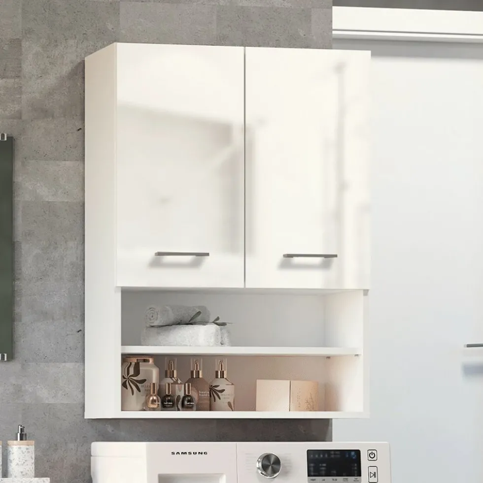 Pensile bagno sospeso 64x90x30 cm doppia anta bianco lucido PBT6