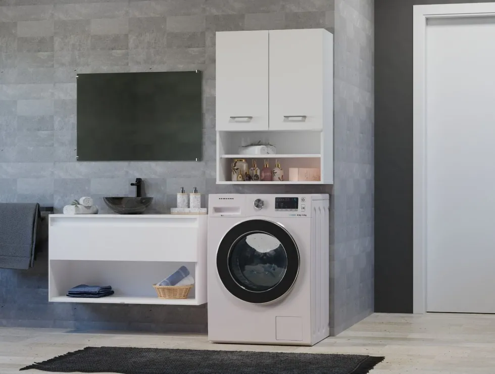 Pensile bagno sospeso 64x90x30 cm doppia anta bianco opaco PBT6