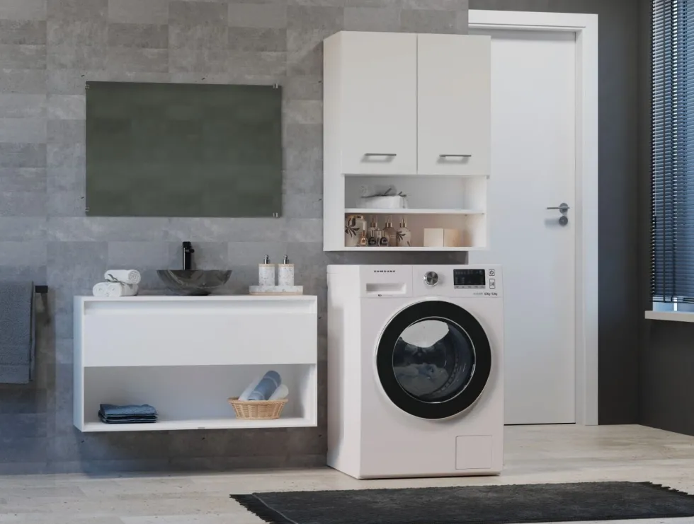 Pensile bagno sospeso 64x90x30 cm doppia anta bianco opaco PBT6
