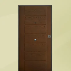 Porta blindata classe 3 da esterno in vetroresina noce e laminato 80/90x210 PB33