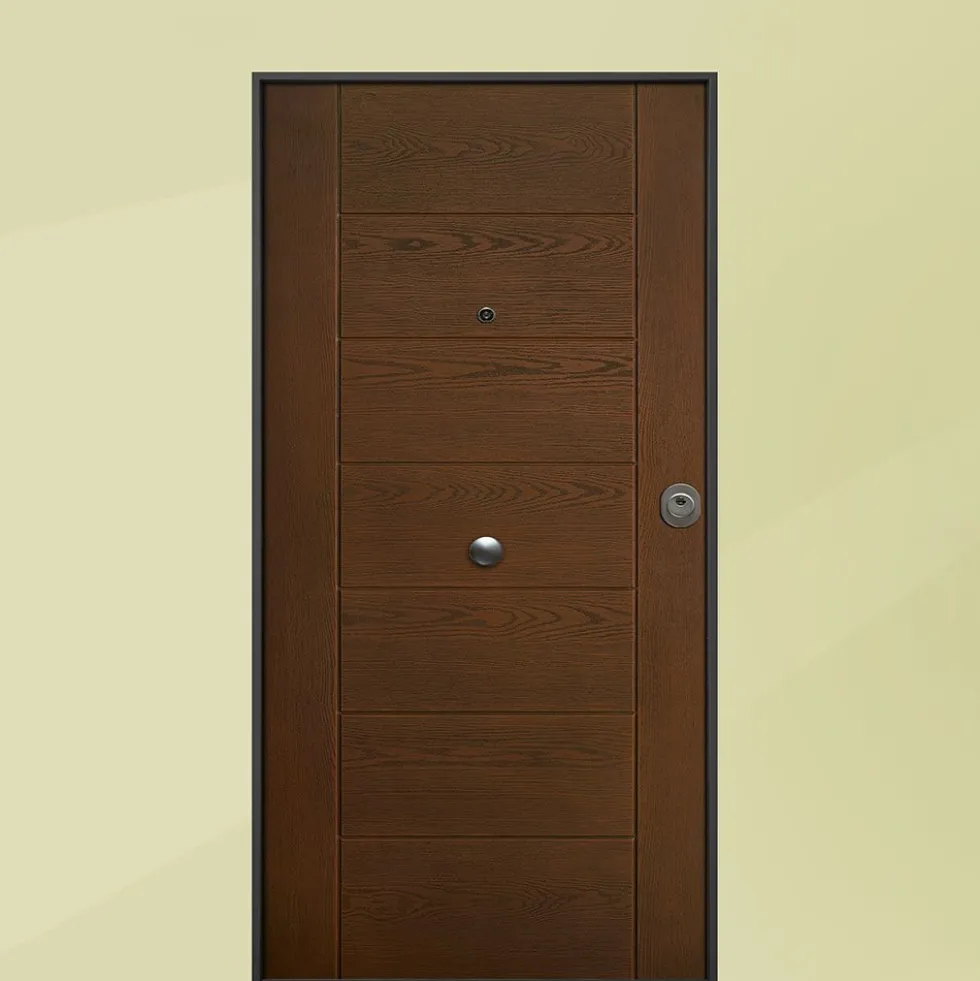 Porta blindata classe 3 da esterno in vetroresina noce e laminato 80/90x210 PB33