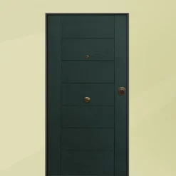 Porta blindata da esterno acciaio INOX in vetroresina e laminato noce 90x210 PB230