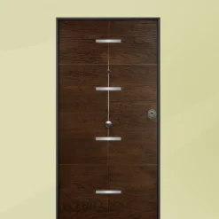 Porta blindata da esterno acciaio INOX in vetroresina noce 90x210 PB227