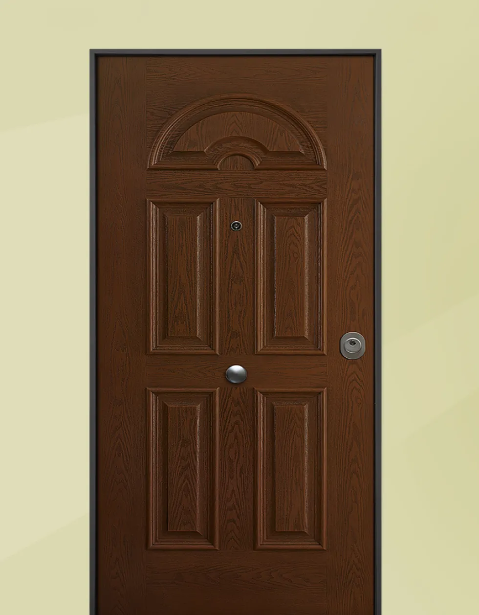 Porta blindata da esterno acciaio INOX in vetroresina noce 90x210 PB228
