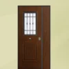 Porta blindata da esterno a due ante con vetro e laminato noce 90+30x210 PB336