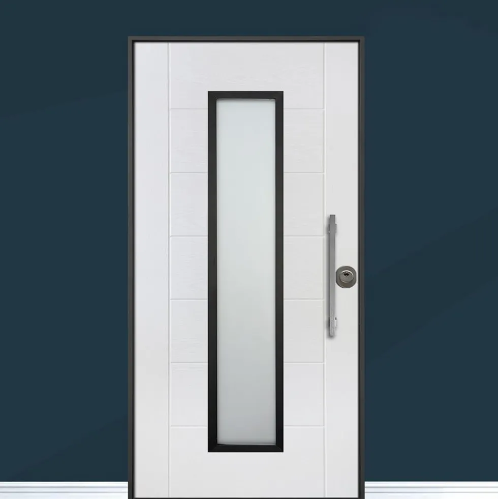 Porta blindata da esterno con vetro esterno bianco e interno laminato bianco 90x210 PB339