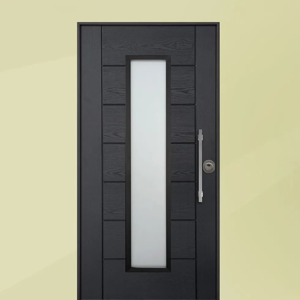 Porta blindata da esterno con vetro esterno grigio e interno laminato bianco 90x210 PB338