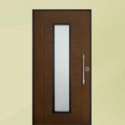 Porta blindata da esterno con vetro esterno noce e interno laminato diversi colori 90x210 PB342