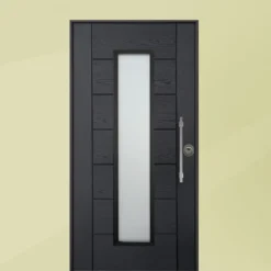 Porta blindata da esterno con vetro esterno grigio e interno laminato diversi colori 90x210 PB340