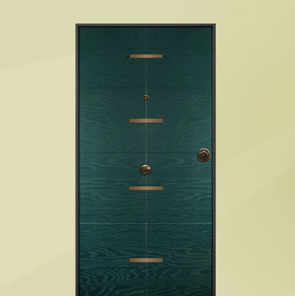 Porta blindata da esterno digitale in vetroresina e laminato noce 90x210 PB309