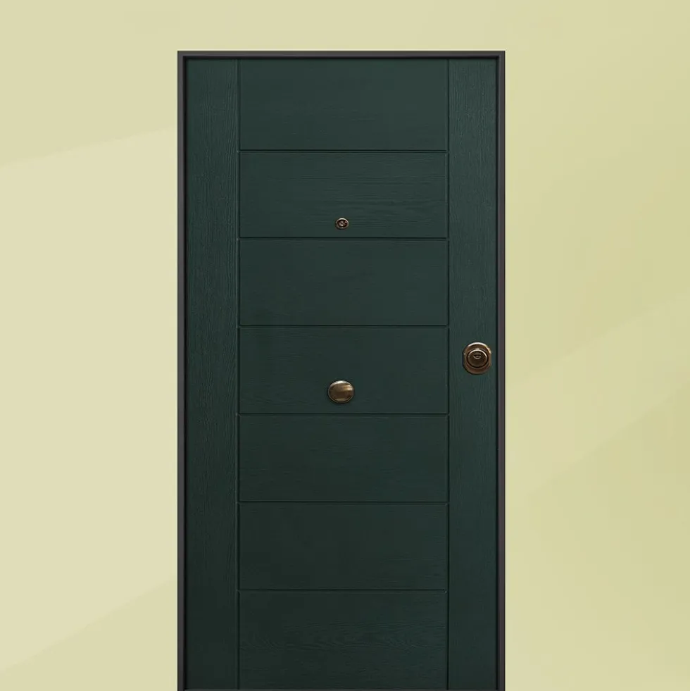 Porta blindata da esterno digitale in vetroresina e laminato noce 90x210 PB308