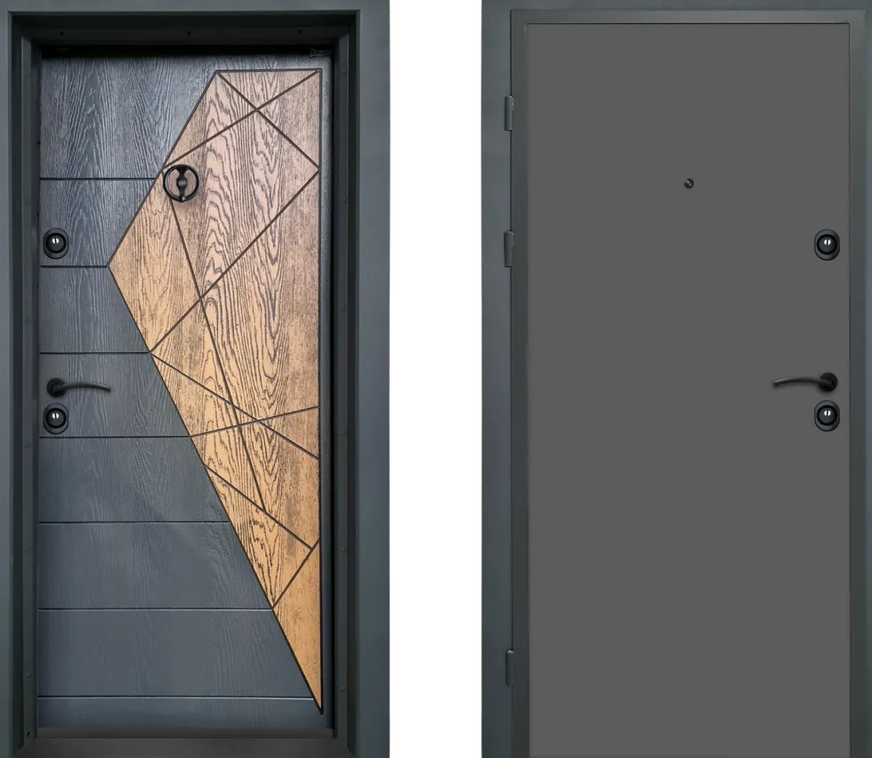Porta blindata d’ingresso 90x200 nera e marrone PL68