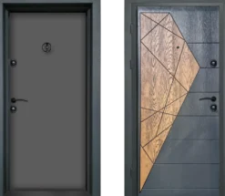 Porta blindata d’ingresso 90x200 nera e marrone PL68