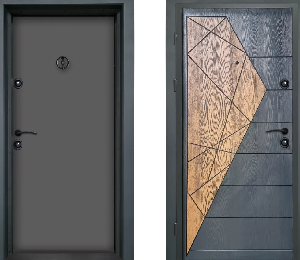 Porta blindata d’ingresso 90x200 nera e marrone PL68