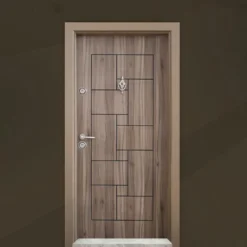 Porta blindata marrone chiaro laminato PL3