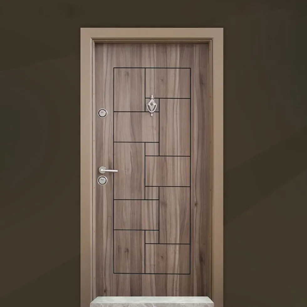 Porta blindata marrone chiaro laminato PL3