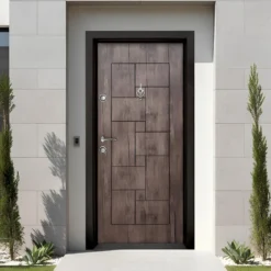 Porta Blindata Marrone Ocra Laminata 90x200 PL4