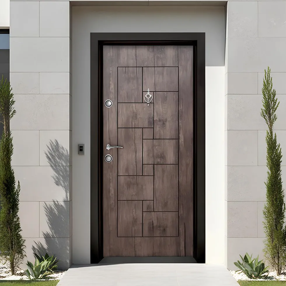 Porta Blindata Marrone Ocra Laminata 90x200 PL4