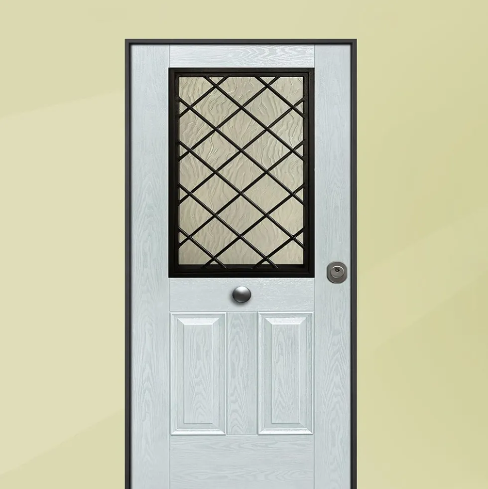 Porta blindata per esterno con vetro e interno laminato bianco 90x210 PB346