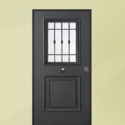 Porta blindata per esterno con vetro grigio e interno laminato diversi colori 90x210 PB335