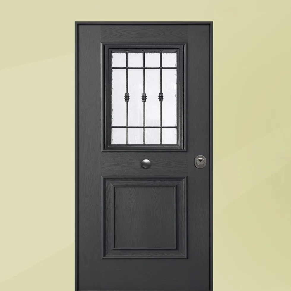 Porta blindata per esterno con vetro grigio e interno laminato diversi colori 90x210 PB335