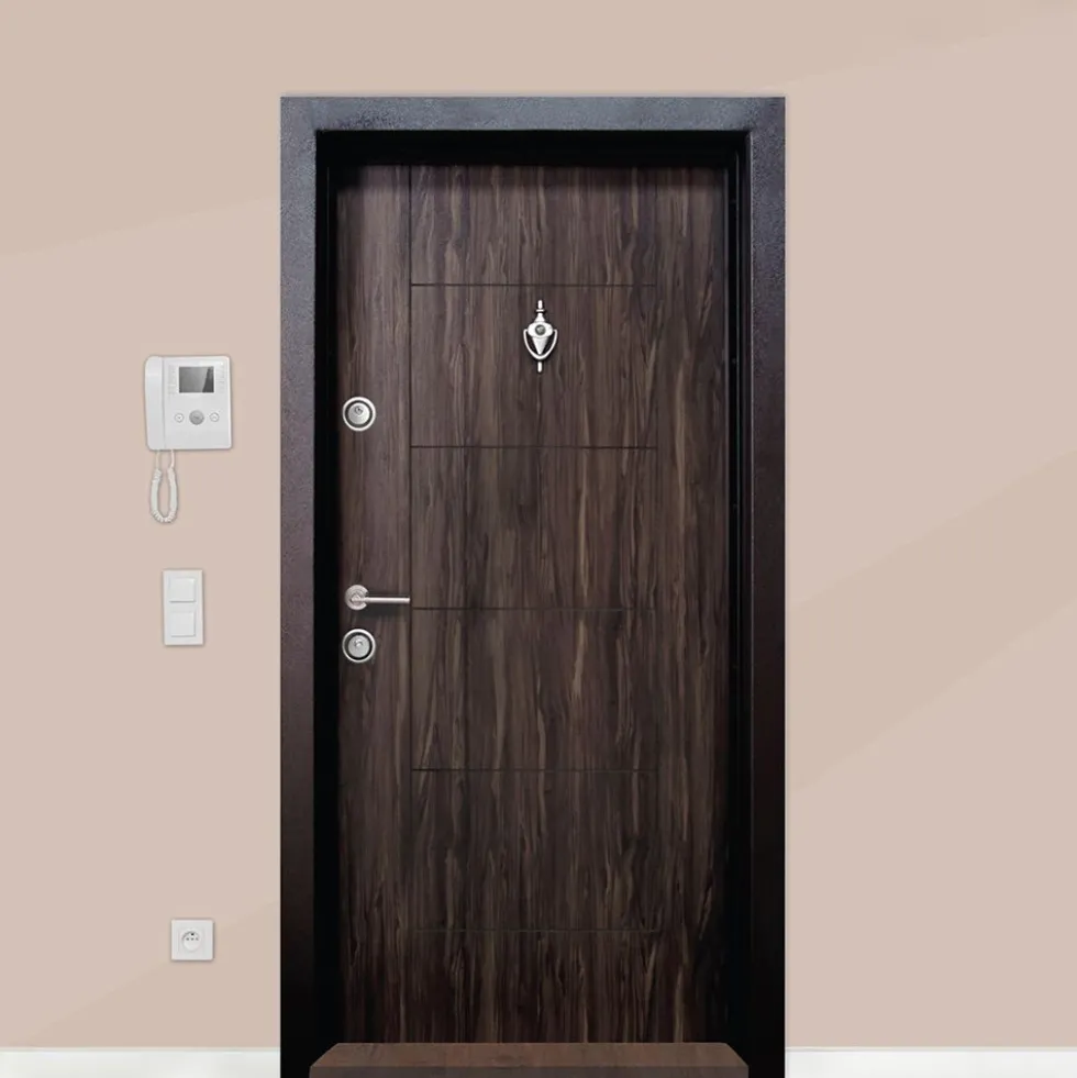 Porta Blindata 90x200 Marrone Scuro Laminato PL10