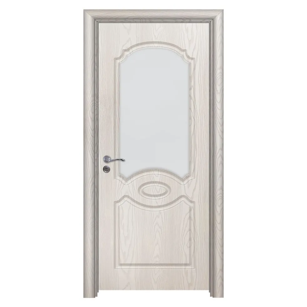 Porta da interno con vetro bianca effetto legno PIE4