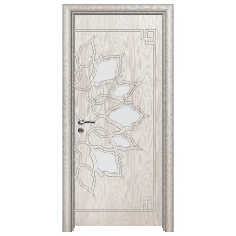 Porta da interno con vetro bianca effetto legno PIE18