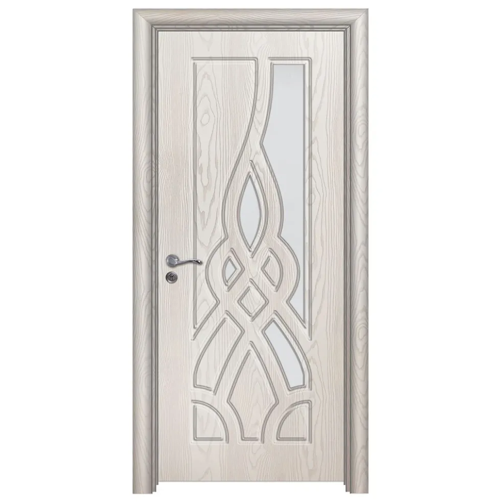 Porta da interno con vetro bianca effetto legno PIE12