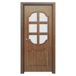 Porta da interno con vetro noce PIE6