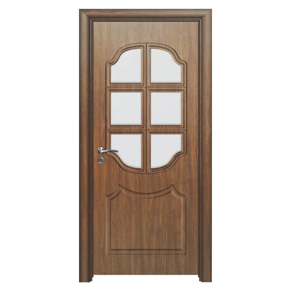 Porta da interno con vetro noce PIE6