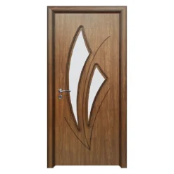 Porta da interno con vetro noce PIE22