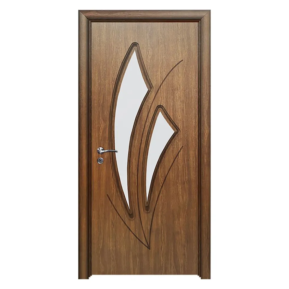 Porta da interno con vetro noce PIE22