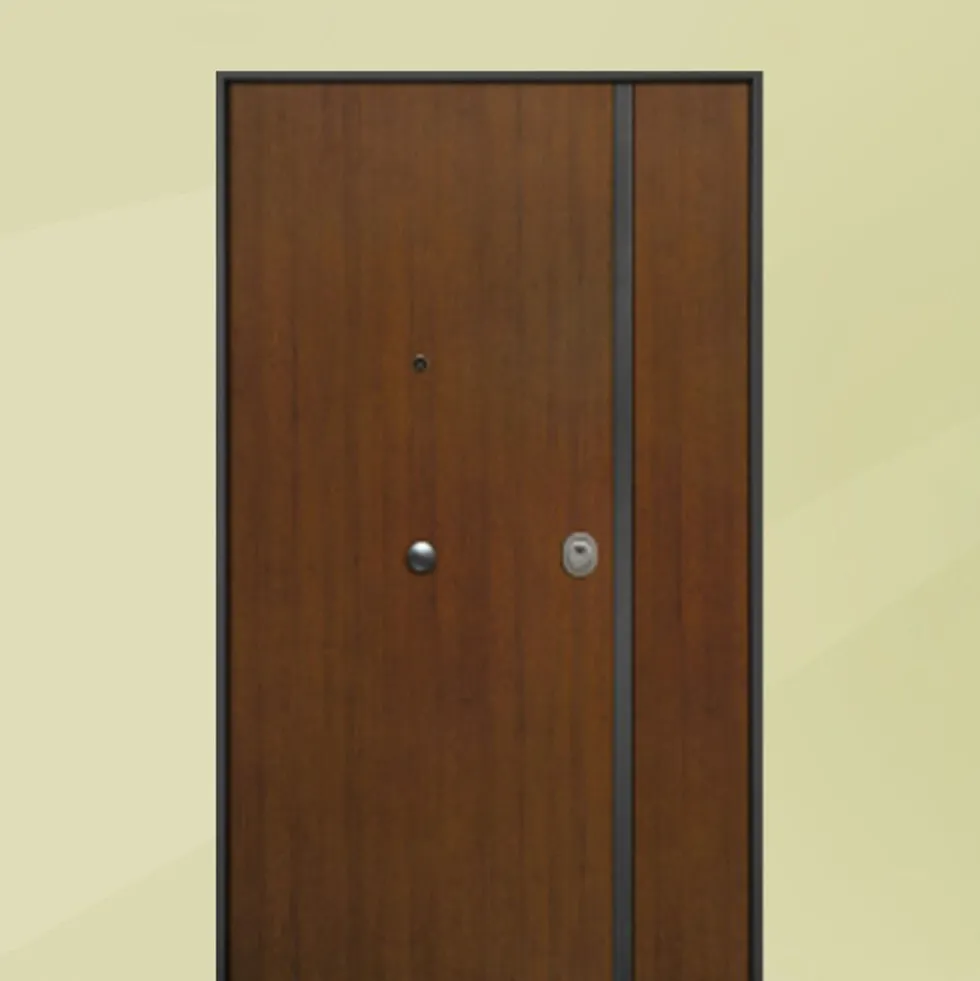 Portone blindato da interno in noce interno laminato doppia anta 80+30/90+30x210 PB141