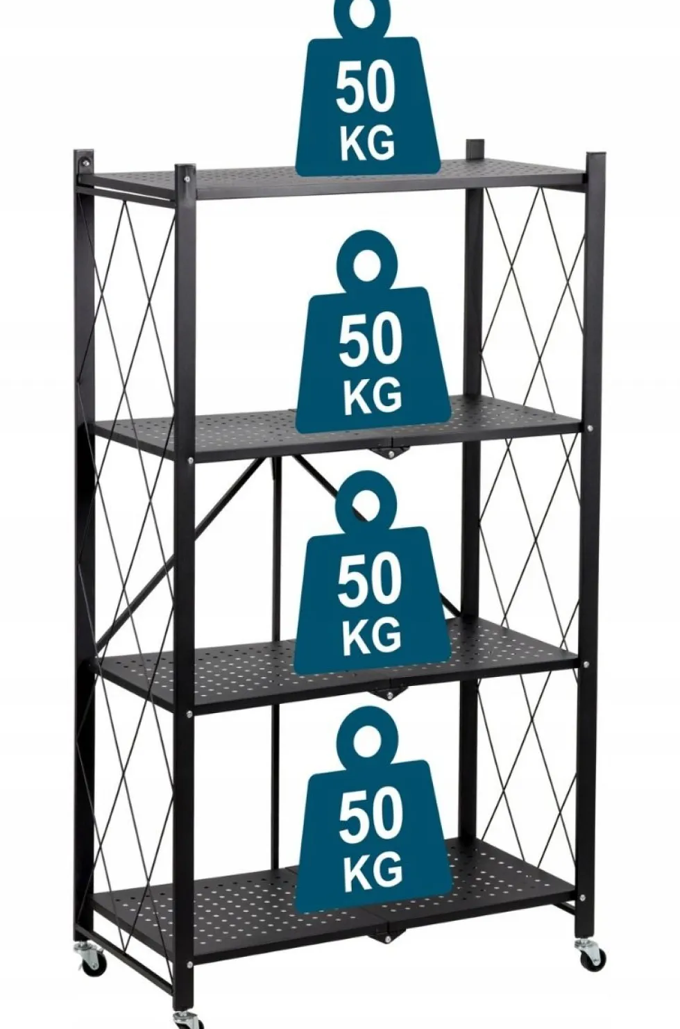 Scaffale per cucina 72x127 cm pieghevole con ruote nero SFT2