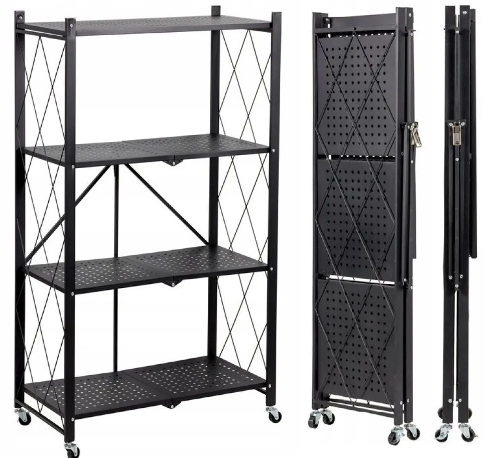 Scaffale per cucina 72x127 cm pieghevole con ruote nero SFT2